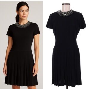 Ralph Lauren Black Label Short Sleeve Beaded Neck Mini Dress Silk Cocktail $995